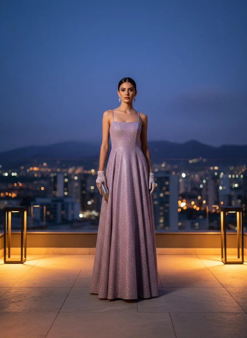 Vestido Nocturno 'Brillo Lavanda'