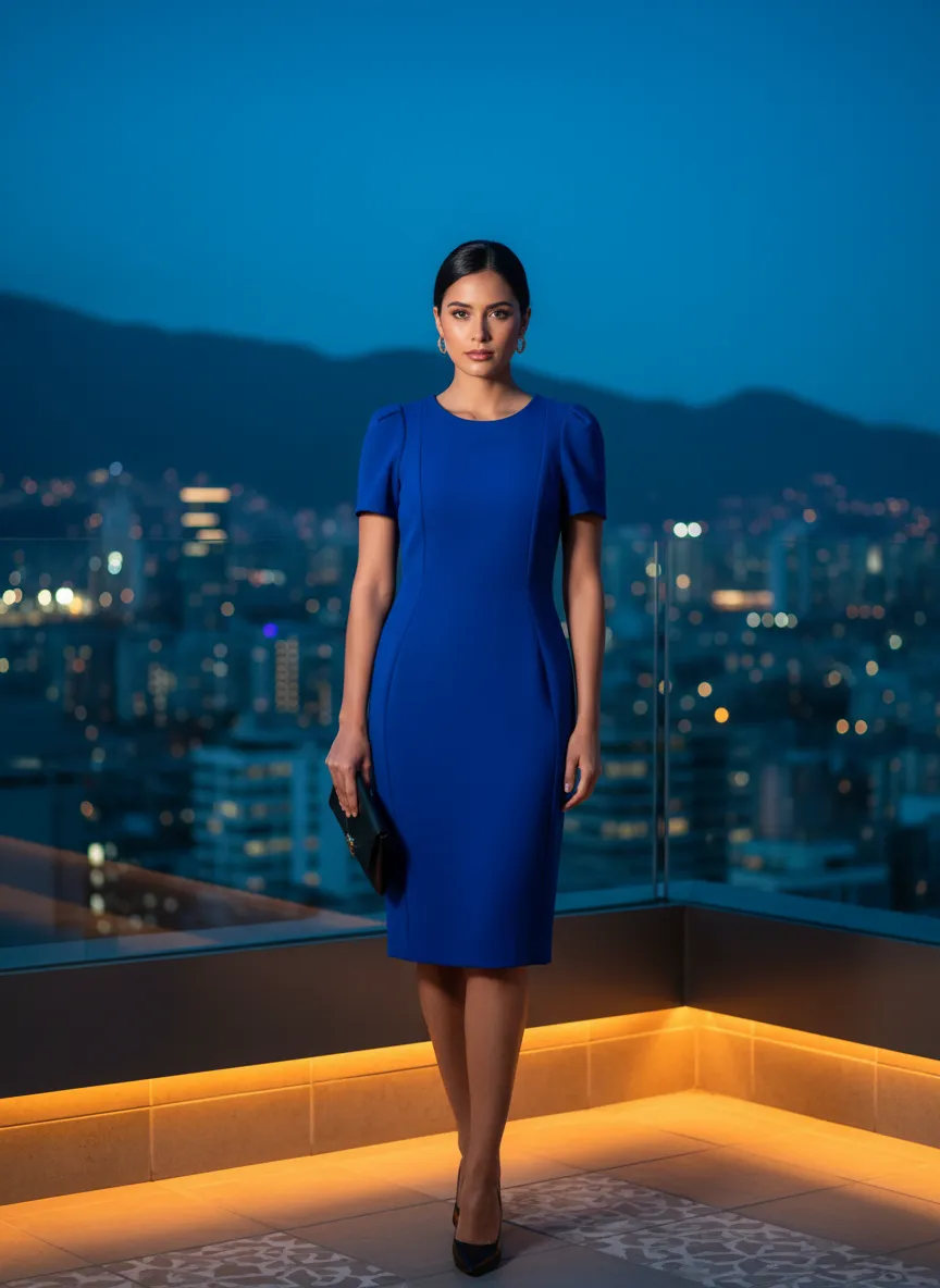 Vestido Cóctel Azul Eléctrico