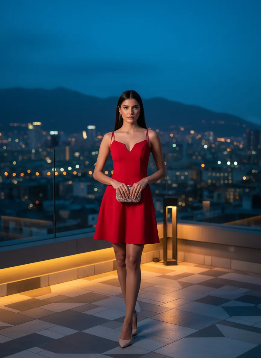 Vestido Coctel de Medianoche Carmesí