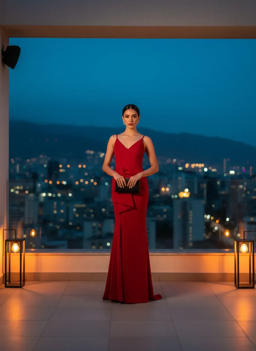 Vestido de Noche Rojo Carmesí