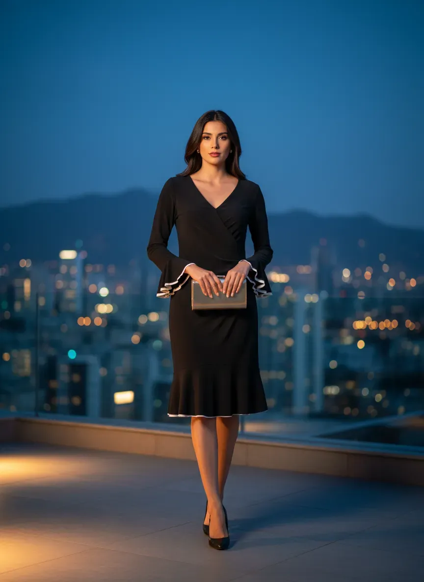 Vestido Midi Cruzado 'Noche Elegante' - Petite